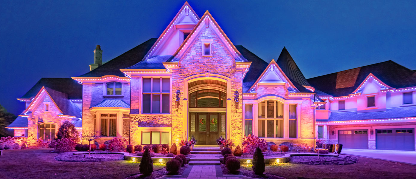 permanent roofline lighting with color changing in Woodstock IL